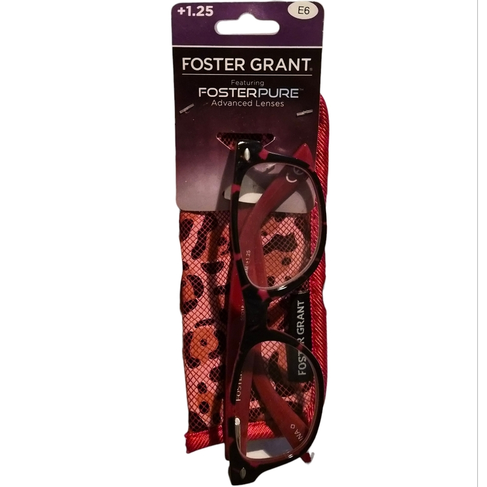 Foster Grant +1.25 Reading Glasses with Leopard Case